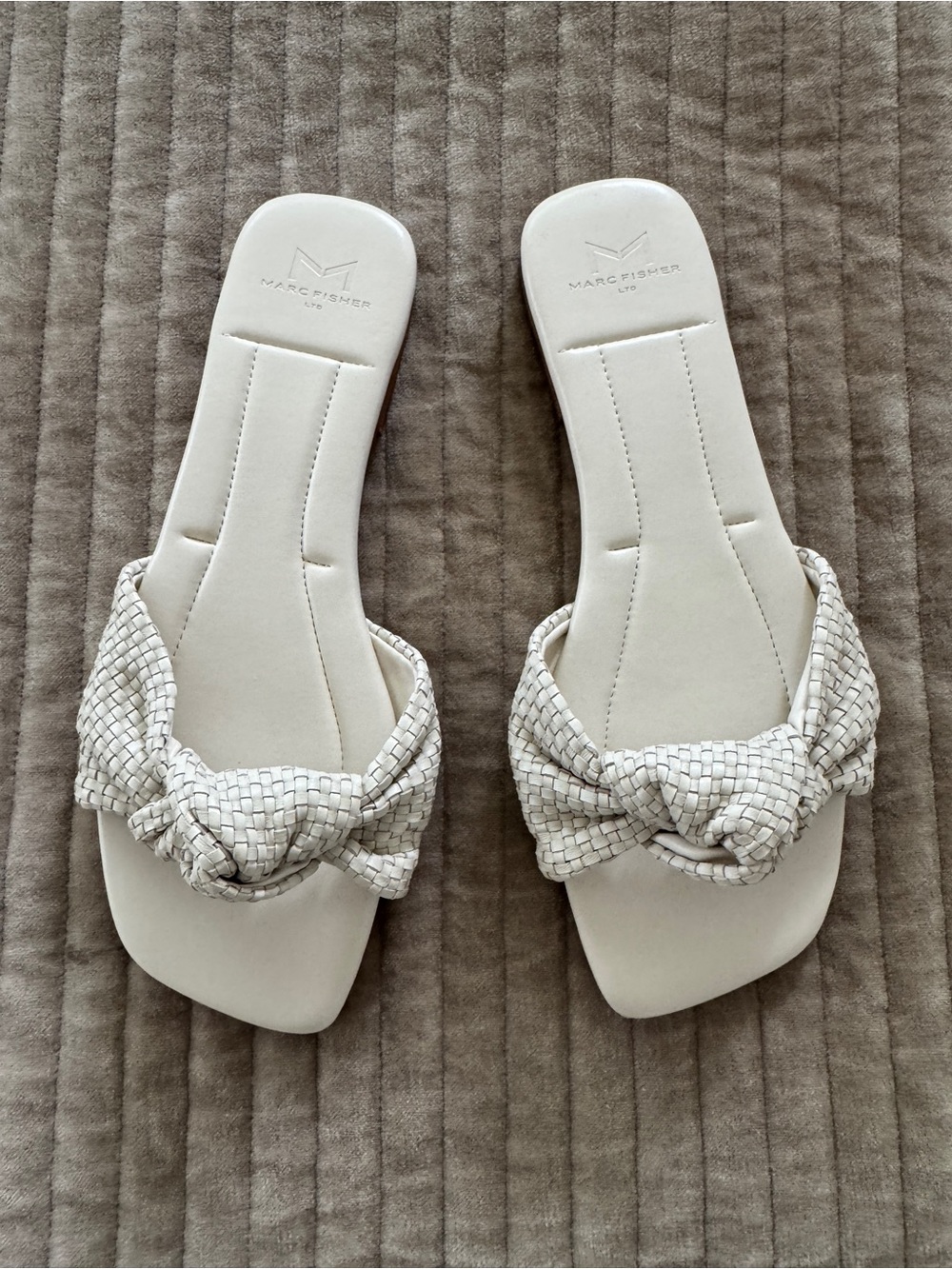 Marc Fisher Cream Braided Knot Slide Sandals